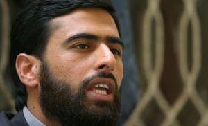 Spokesman of the Palestinian Hamas movement speaks to reporters in Sanaa