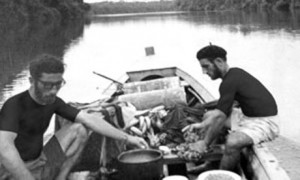 Omidvar brothers in a canoe